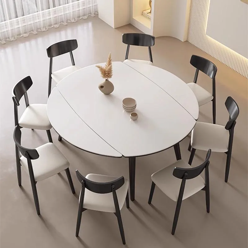 

Luxury Living Room Table Dining Salon Event Round Extendable Folding Dining Table Set Kitchen Salon Muebles Backyard Furniture