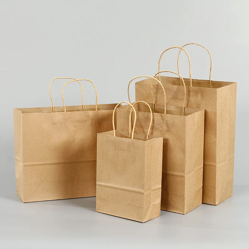 10/50Pcs Kraft Bag Paper Gift Bags , Reusable Grocery Shopping Bags for Packaging Craft Gifts Wedding Business Retail Party Bags