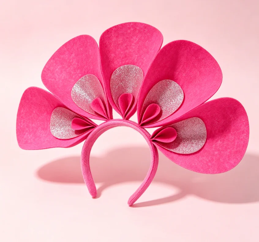 Rose Red Flower Petal Sparkly Headband Adults Kids Birthday Party Hair Accessory Stage Performance Photo Props Festive Headpiece