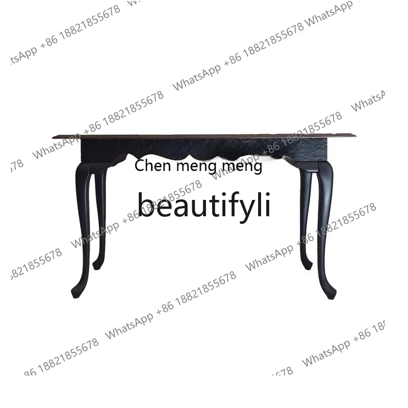 

X Solid wood carved retro black corridor entrance hall facing the wall and the entrance cabinet