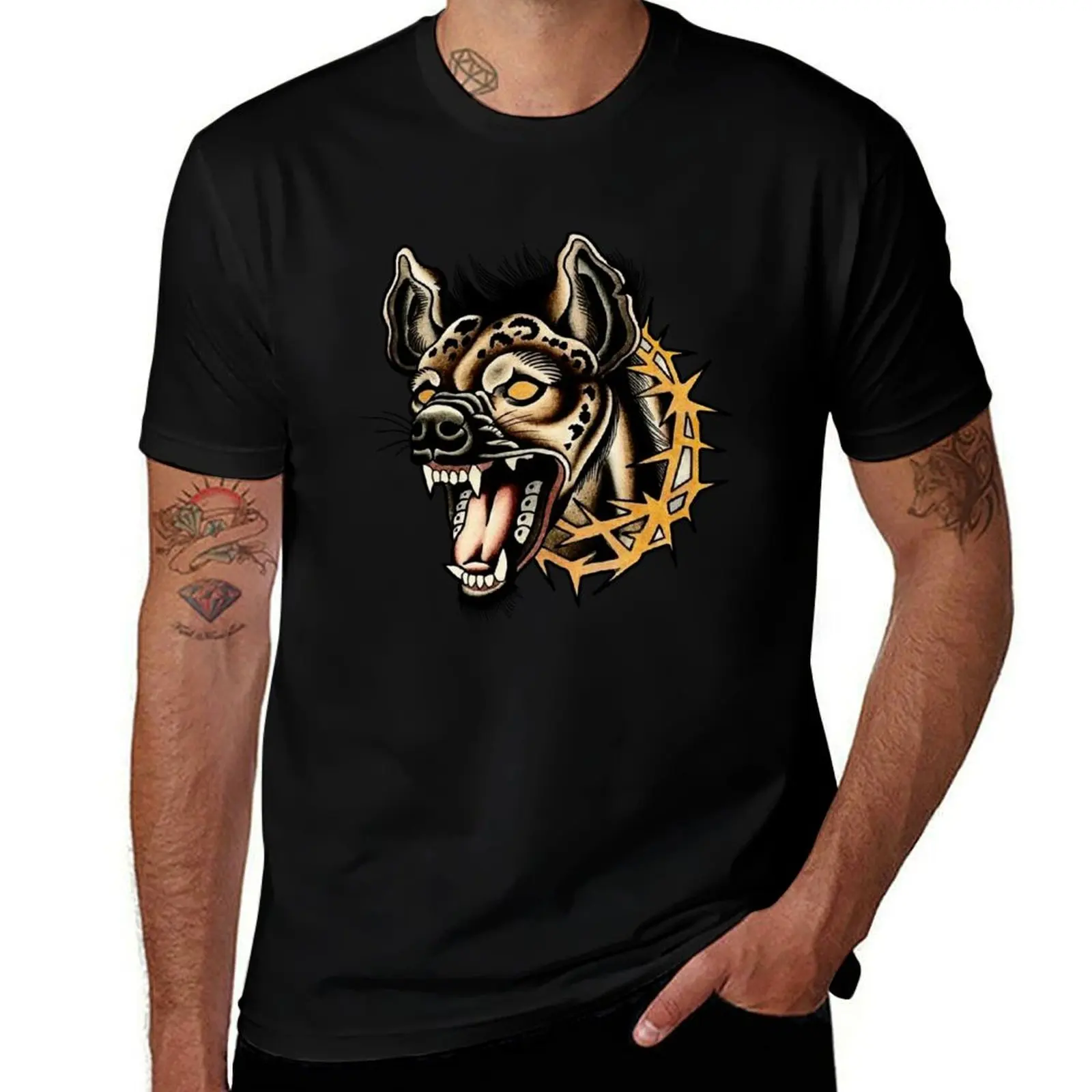 

Traditional Hyena Tattoo T-Shirt t shirt man luxury anime tshirt T-Shirt