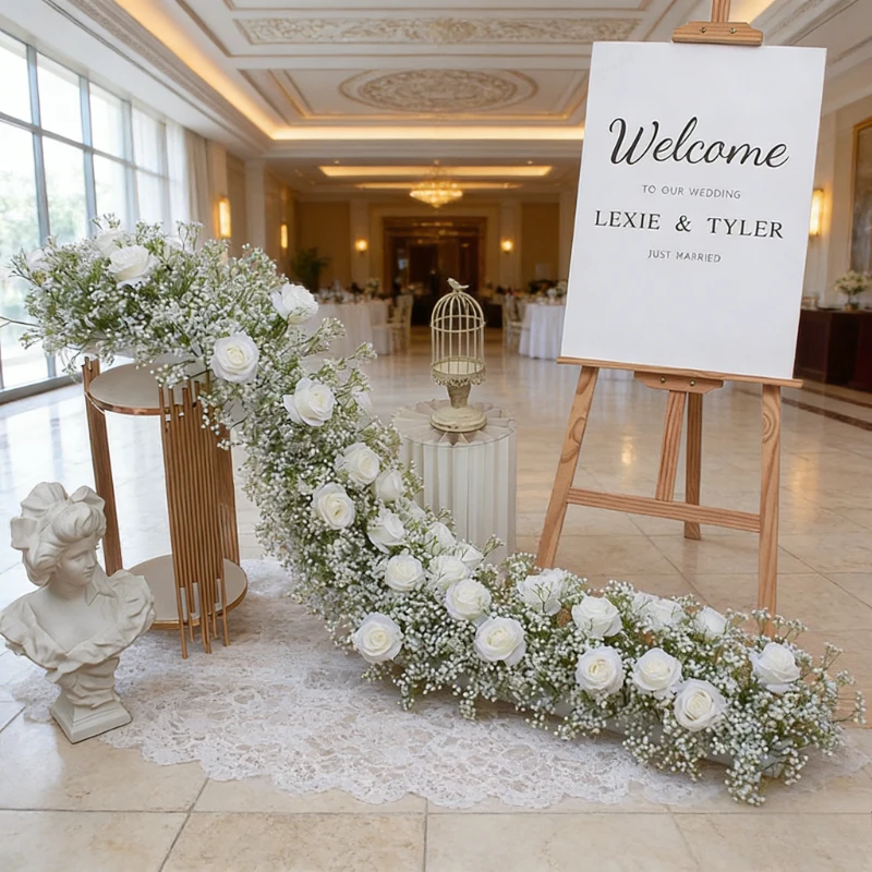 

200x35CM Artificial Baby's Breath Flower Rows Ideal for Wedding Table Arrangement Arch Background Wall Decoration