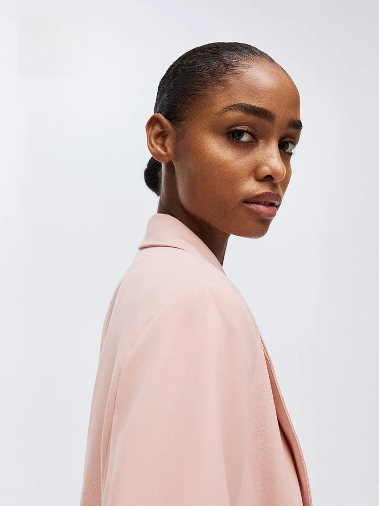 Traje de Negocios para Mujer H&M, con Hombreras, Manga Larga, para Ir al Trabajo, con un Solo Botón, Primavera, Nueva Llegada, Ropa Exterior Formal Elegante