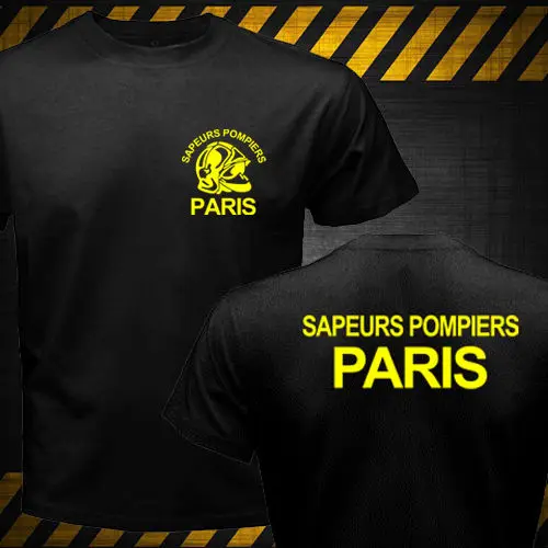 Paris Fire Department Men Cotton TShirt Casual Streetwear Hipster Vintage Modern