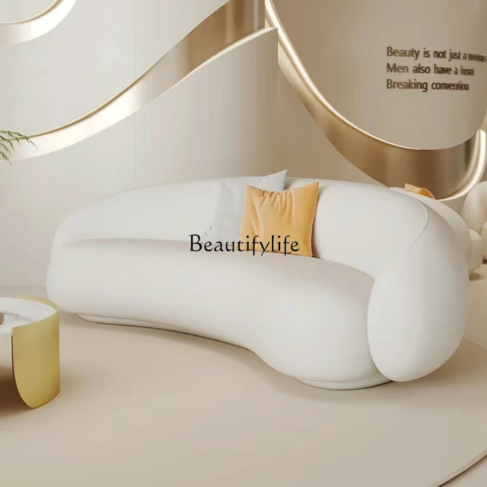 Curved small sofa sitting area reception beauty salon small apartment