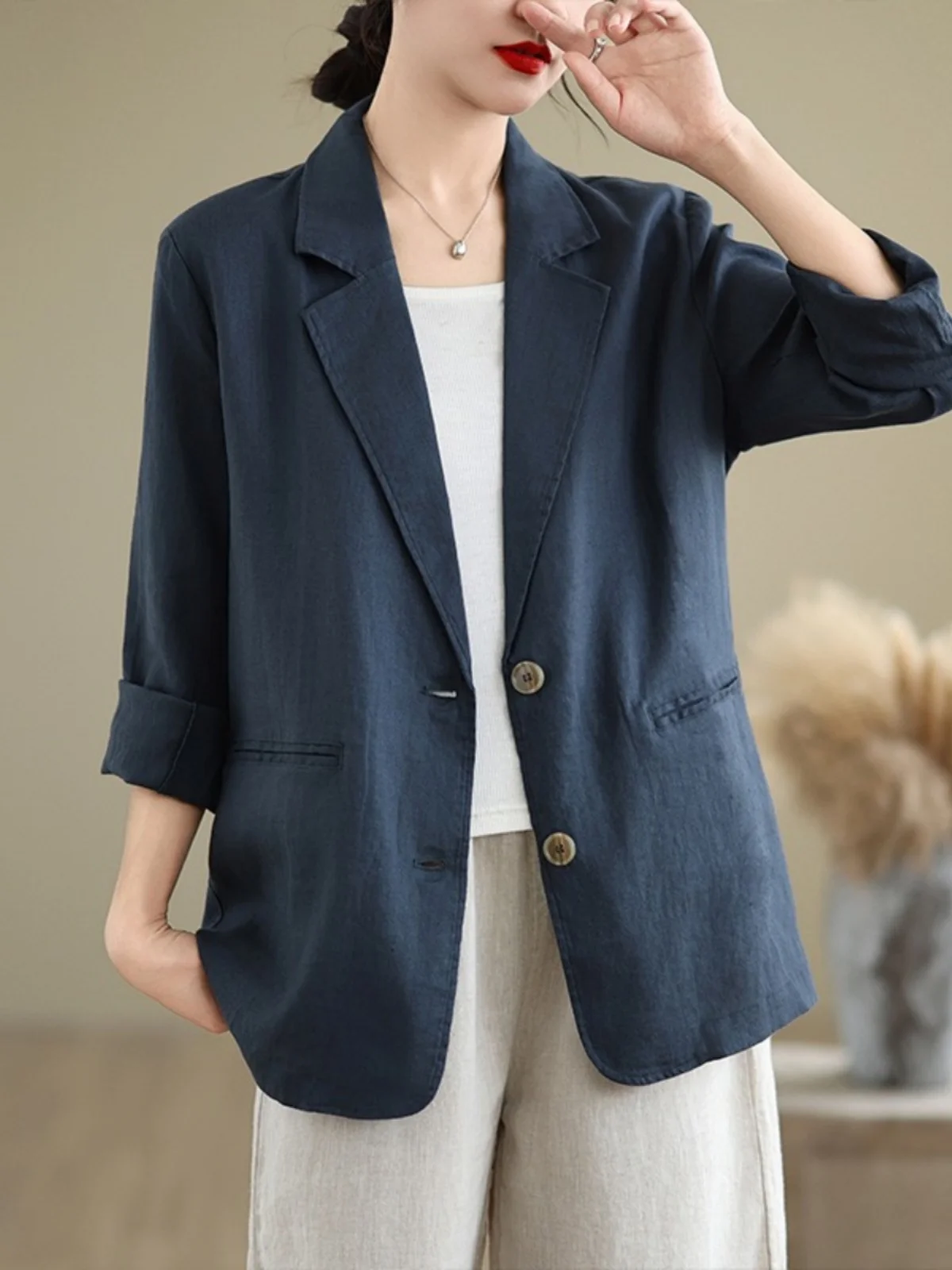 Abito retrò in cotone e lino Jaet da donna primavera autunno sciolto casual lungo Sve irt classico sle abbottonato abbigliamento da ufficio