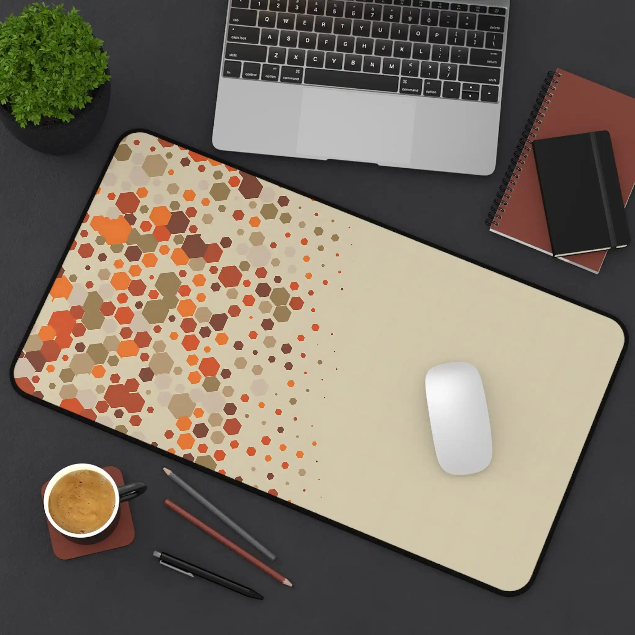 Abstract Hexagon Desk Mat, Modern Minimalist Mouse Pad, Extra-large Mouse Pads, Unique Aesthetic Office Decor Kawaii Desk Pad