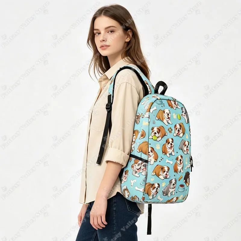 Cartoon Kawaii Bulldog Backpack Puppy Women Men Rucksack for Travel Children Teenager School Laptop Bags Daypack Bookbag