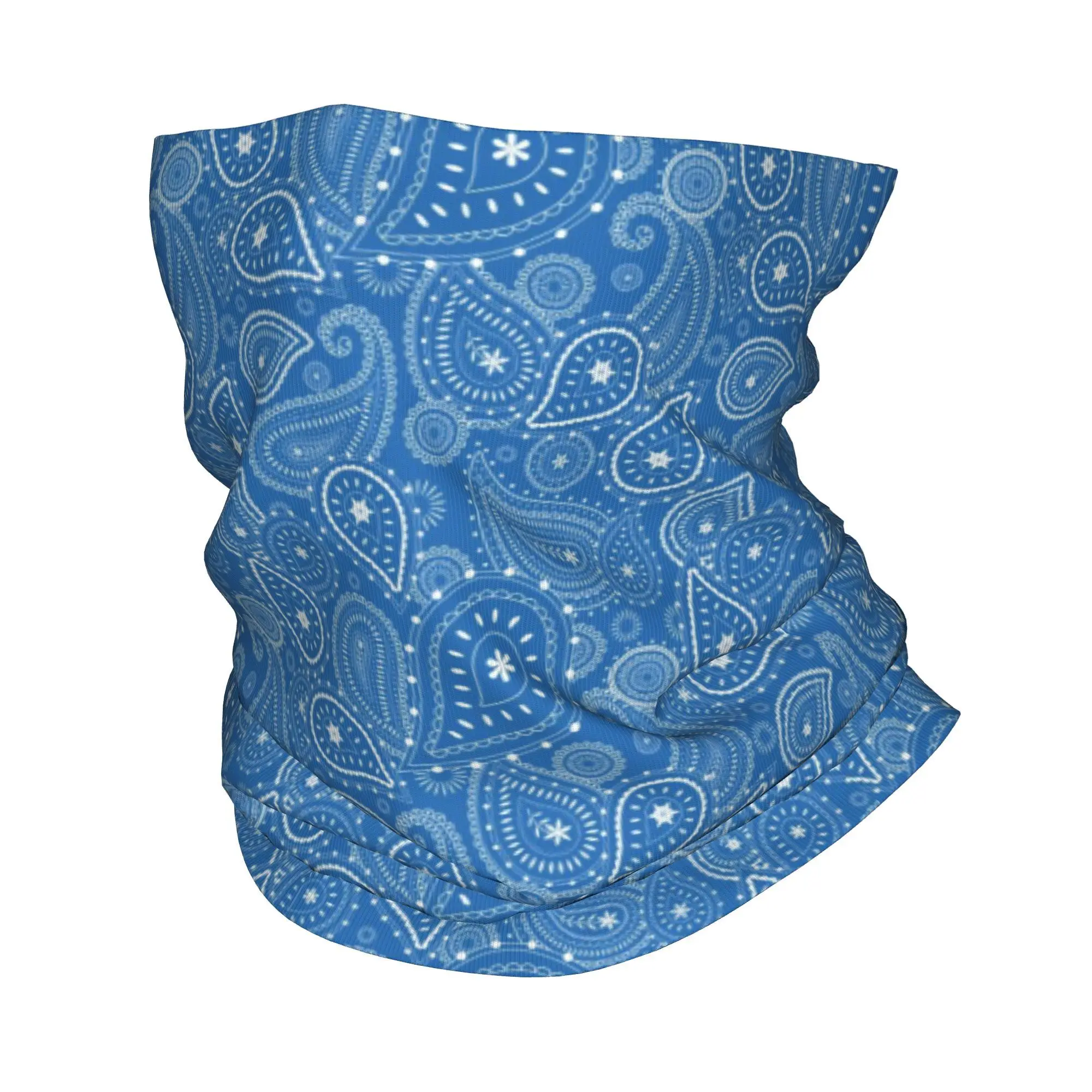 Custom Blue paisley Peel and Stick Wallpaper Winter Headband Neck Warmer Women Men Ski Camping Tube Scarf  Face Bandana Gaiter