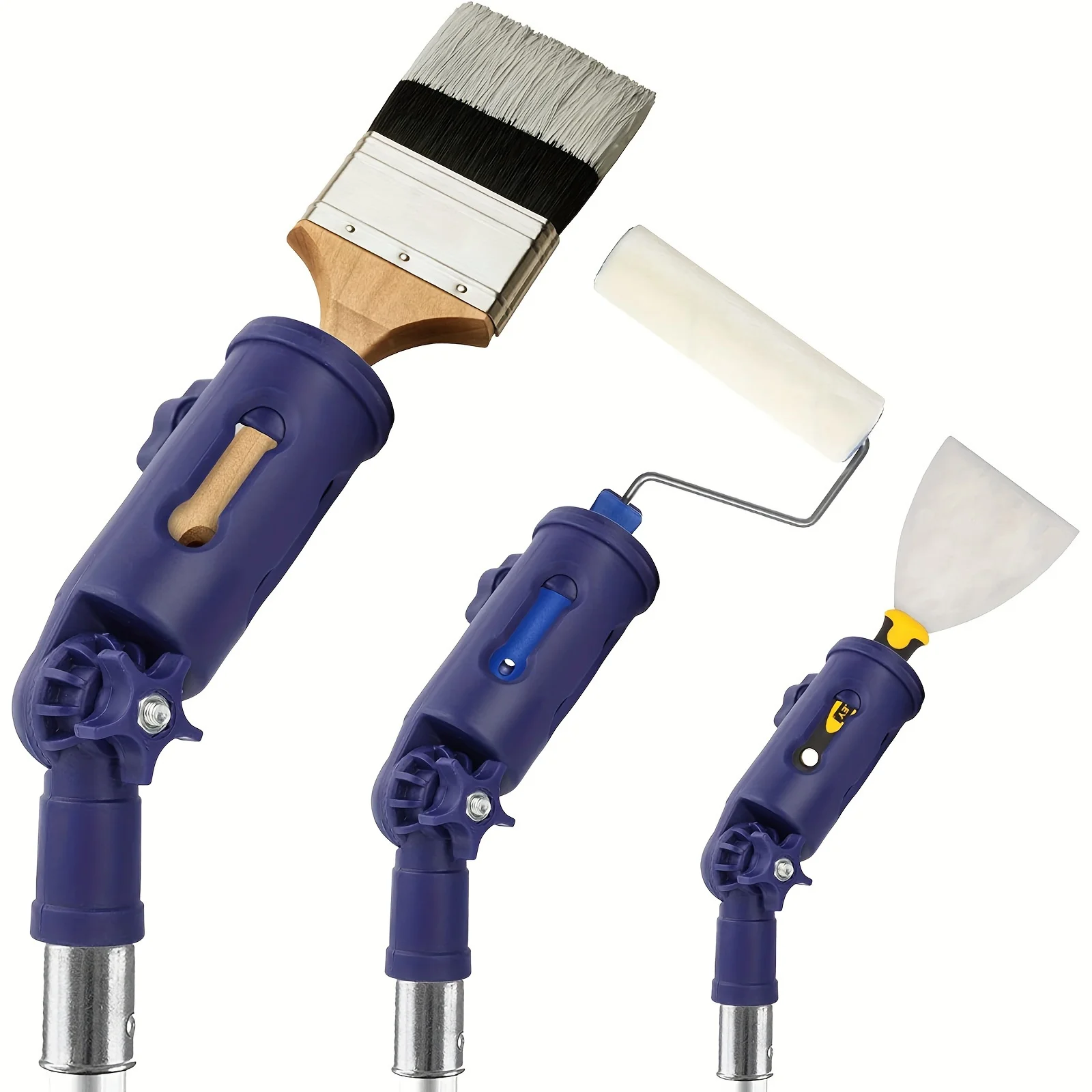 High-Reach Rotary Paint Brush, 160° Swivel, Multi-Angle Precision Tool w/ Attachments for Detailing & Edging, Durable Plastic