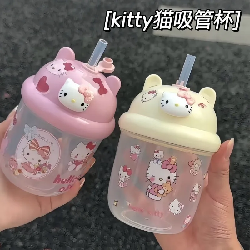 Sanrio Hello Kitty Is Cute and Carries A Bear Ear Cup for Outdoor Camping. Students and Children Suck Plastic Cups. - view 5