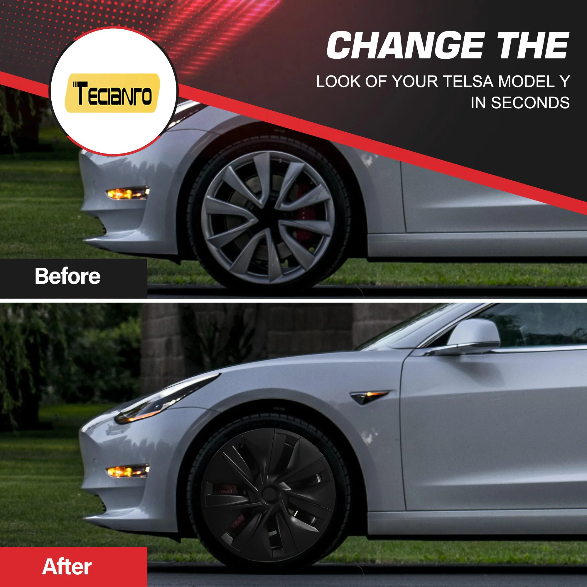 19 Inch Wheel Covers for Tesla Model Y 2021-2024, Hubcaps for Tesla Model Y,Accessories 2024 for Tesla Model Y,Matte Black
