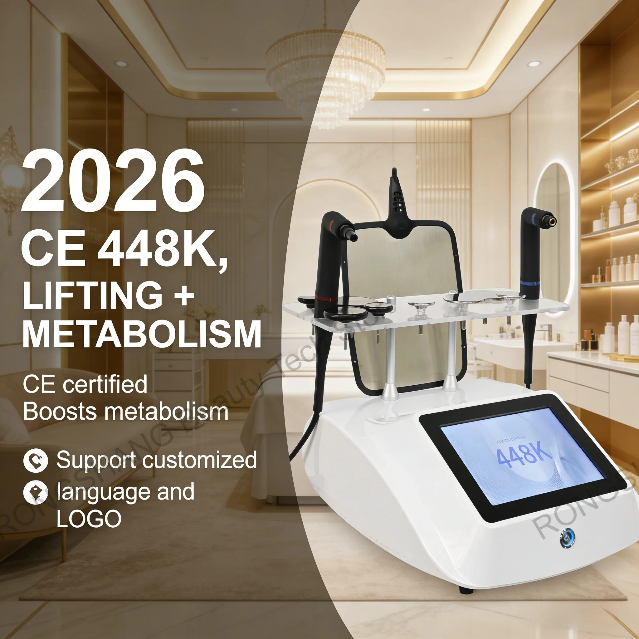 

Новинка 2026 года: Аппарат для косметологии 448K Beauty Machine Fever Master с сертификатом CE для лифтинга и ускорения метаболизма