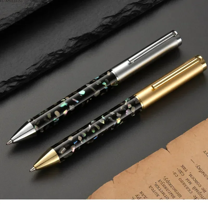 New Rotating Shell Carving Metal Ballpoint Pen, Mother Of Pearl Craftsmanship, Business Advertising Gifts, High-end Pen