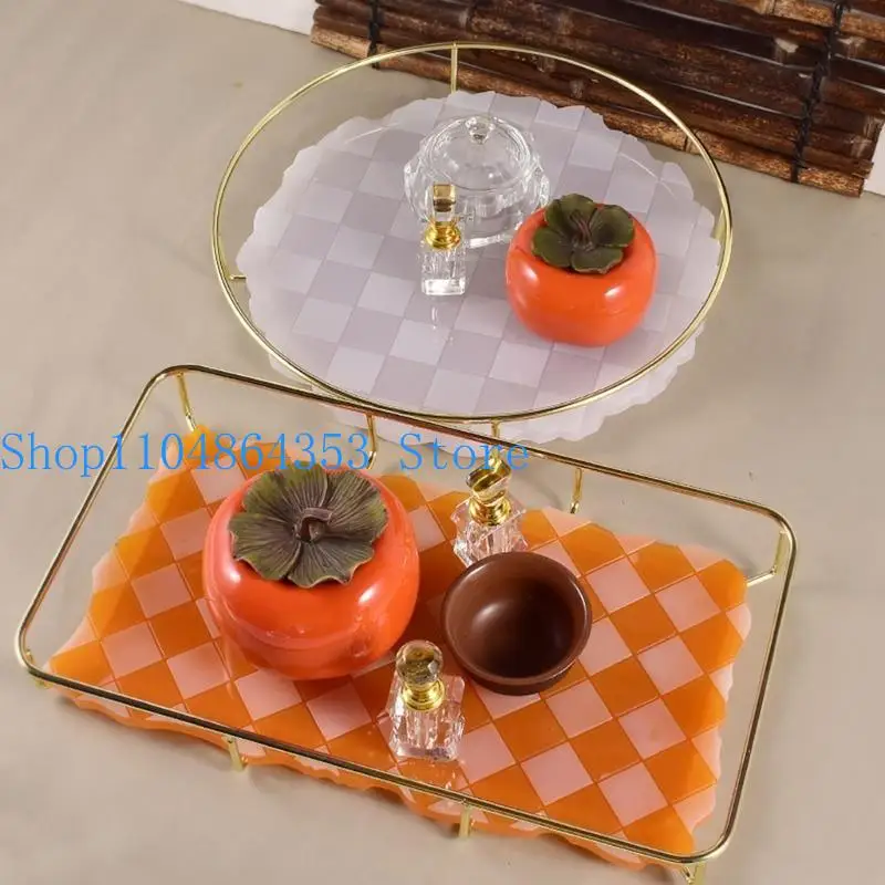 652F Serving Board Silicone Resin Tray Mold Checkerboard Pattern Epoxy Molds
