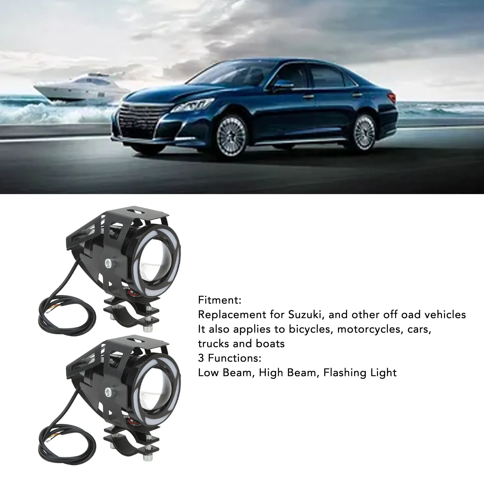 

Motorcycle LED Spotlight Super Bright High Low Beam Fast Heat Dissipation LED Work Lamp 12-60V for Car for Truck