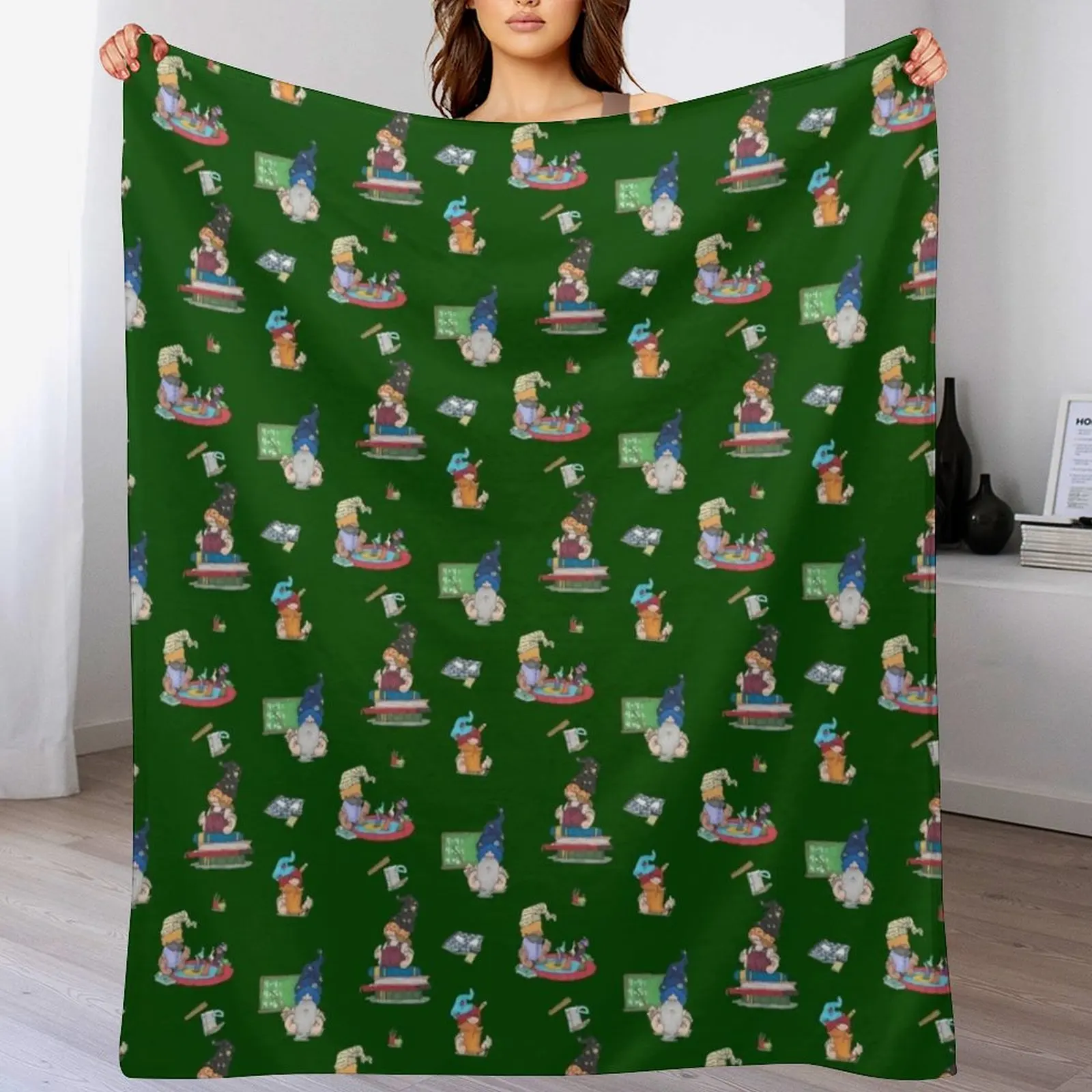 Teacher mini prints (green) Throw Blanket All Season Lightweight Soft Blanket for Bed