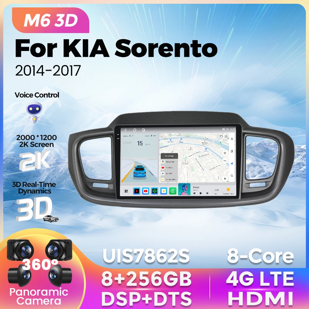 

2023 NEW M6 Plus 3D Android All in one For Kia Sorento 3 2014-2017 Car Radio Multimedia Player GPS Navi For Carplay Android Auto