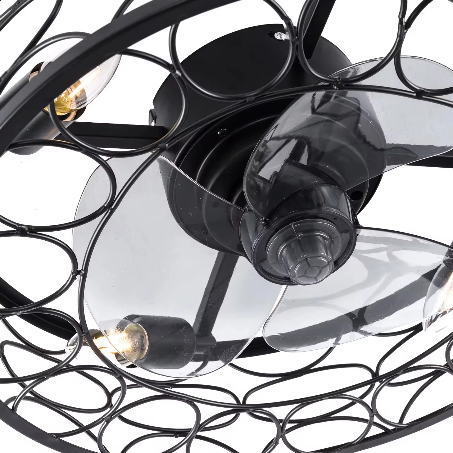 Ventilador de teto de 18 polegadas com luz, lâmpada lustre de gaiola de 5,9 polegadas de altura com controle remoto, luz de ventilador de teto para sala de estar