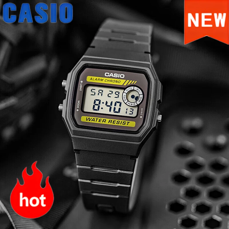 ساعة كاسيو للرجال صغيرة مربعة بسيطة ريترو مقاومة للماء ساعة كوارتز رقمية للطلاب للجنسين F-94WA-9