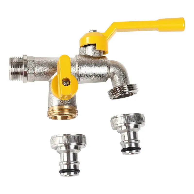 IBC Water Tank Faucet Adapter 12 34 Inch Connector Double Outlet for Easy Water Access in Garden Home Farm Use