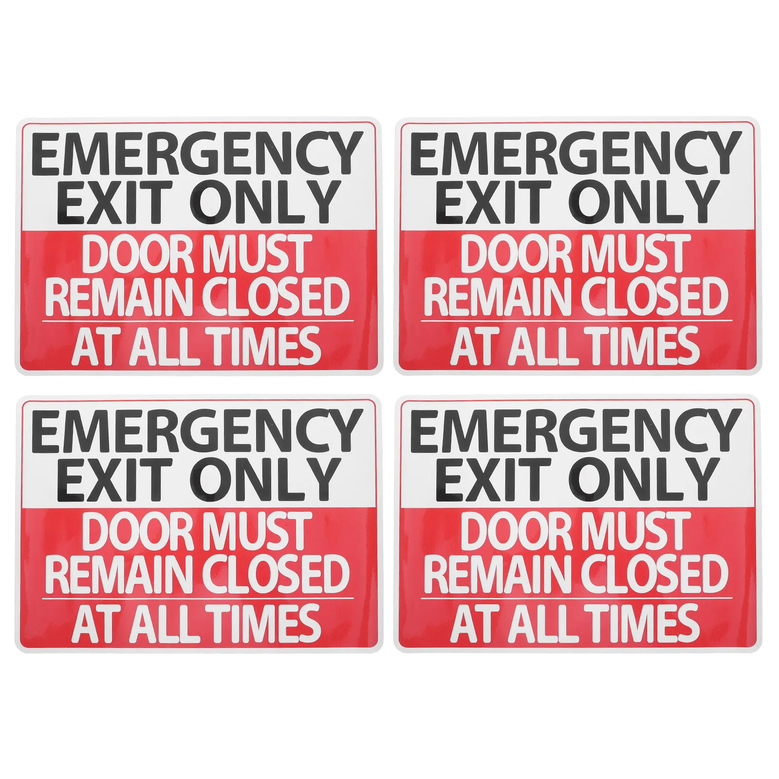 4Pcs Emergency Exit Sign Stickers Self Adhesive Keep Door Closed for Fire Exit Emergency Safety Signage Shopping Mall Doors