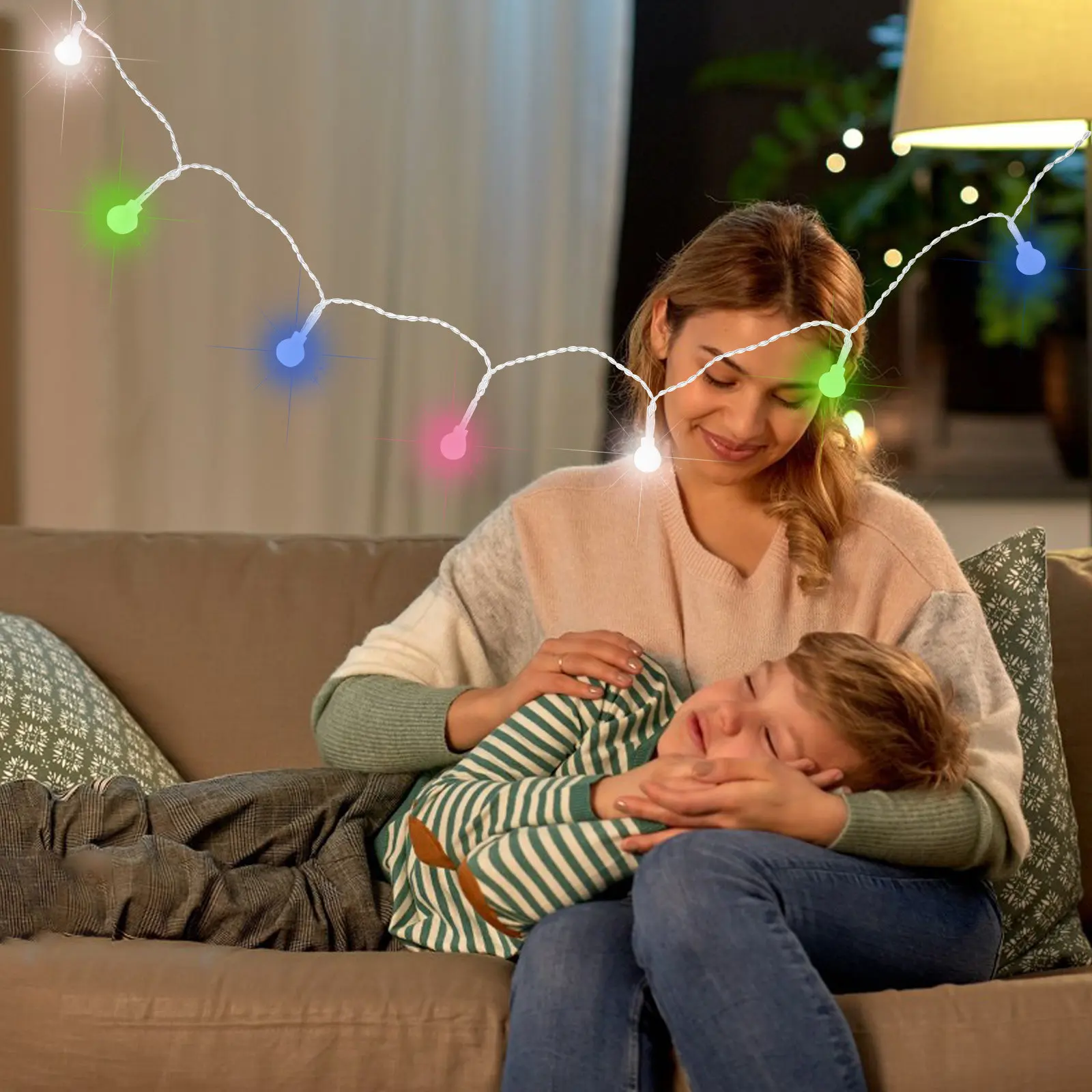 

1 шт. светодиодный ночник, уникальный разноцветный фонарь, декоративная гирлянда для зарядки мобильного телефона, 1,5 метра, 10 ярких светодиодов