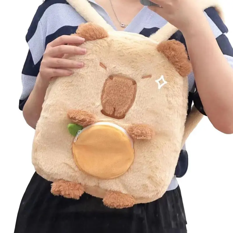 Capybara Plush กระเป๋าเป้สะพายหลังแฟชั่นตุ๊กตา Plush กระเป๋าเด็กกระเป๋าไหล่กระเป๋ามินิกระเป๋าเป้สะพายหลังกระเป๋าของขวัญสําหรับแฟน