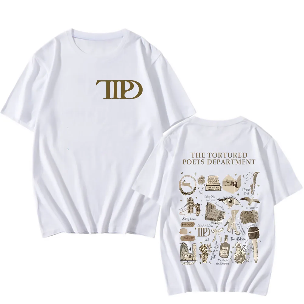 The Tortured Poets Department TTPD Album T-shirts Soft Men/Women Tee-shirt Graphic Printing Hip Hop Tshirts Cotton Short Sleeve