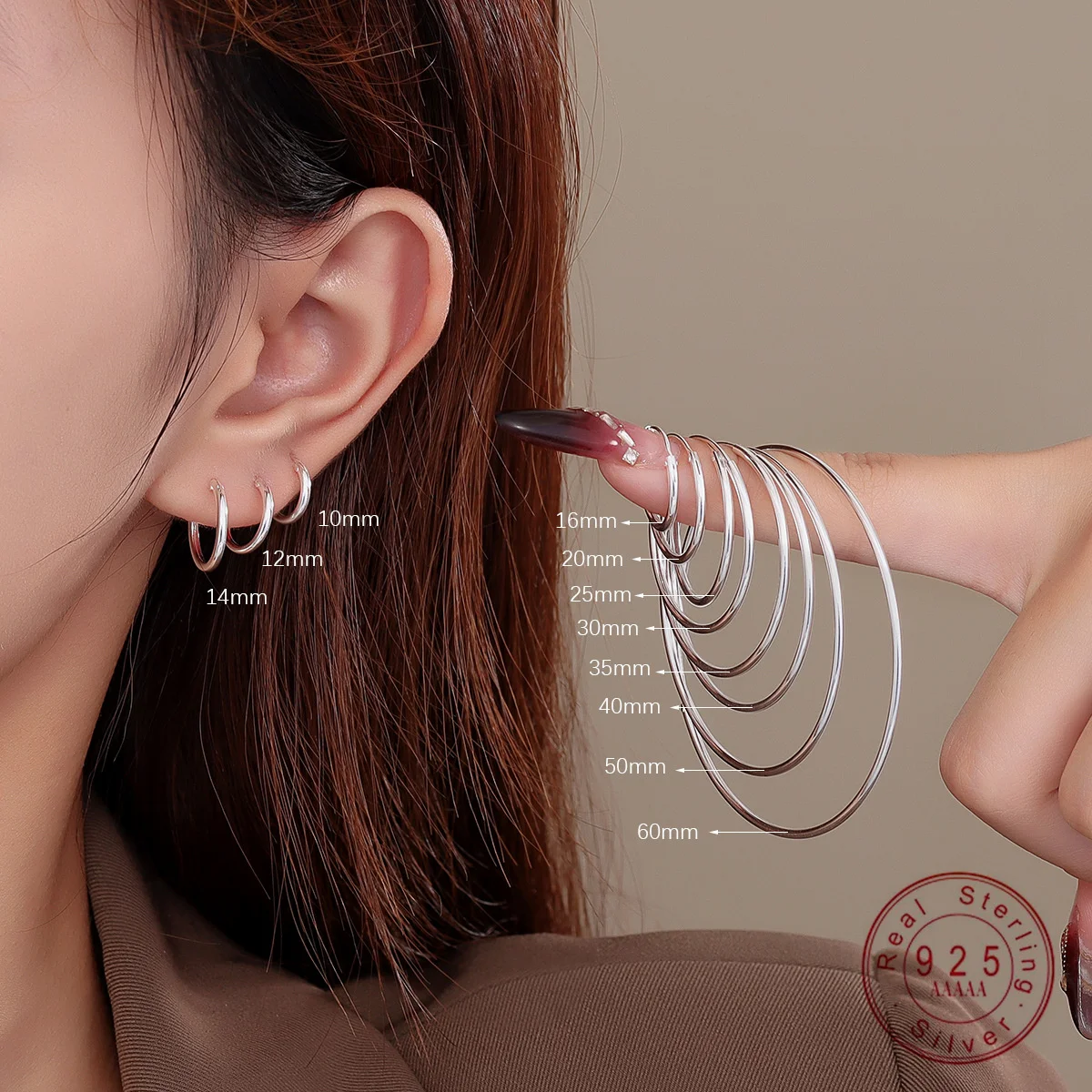 

925 Sterling Silver Hoop Earrings Multiple Sizes (Silver/Gold Color) Minimalist Lightweight Circle Earrings for Women