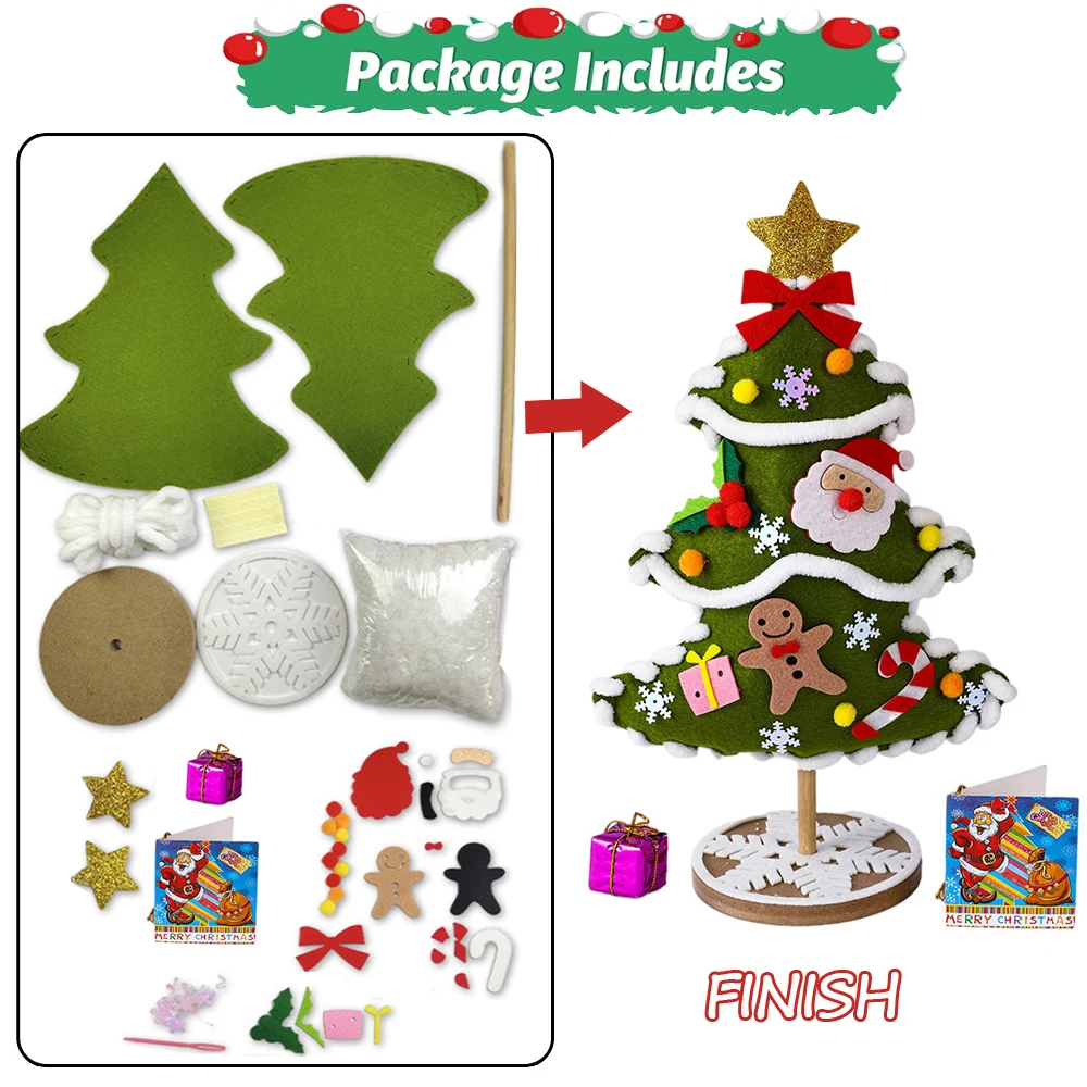 Diy kits de artesanato de árvore de natal para crianças decoração de natal brinquedos artesanais quebra-cabeça kit de artesanato brinquedos presentes de natal para crianças