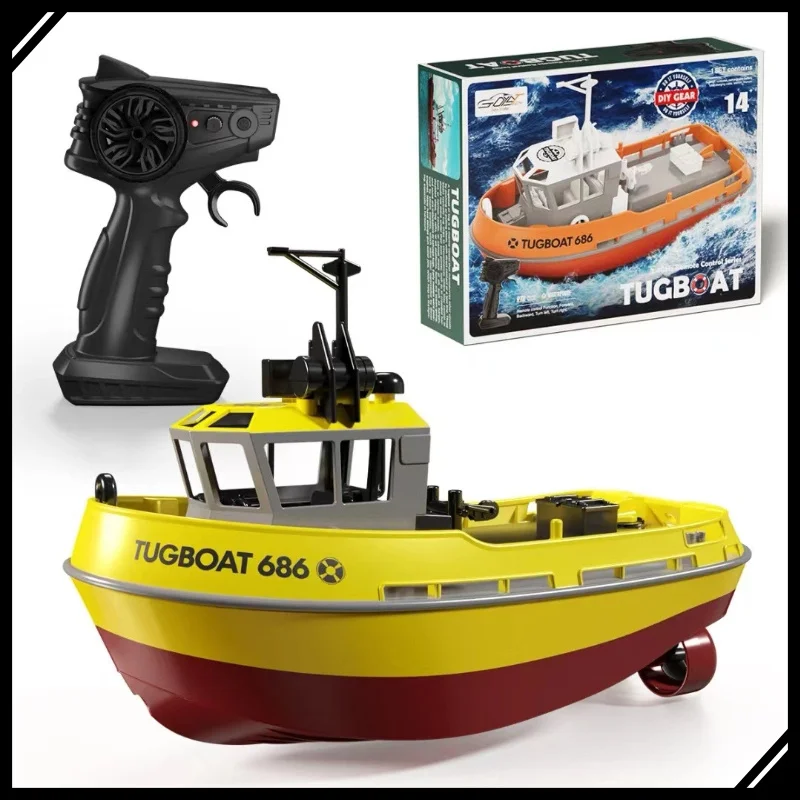 1:72 RC Schlepperboot 686 Dual Motor Fernbedienung Boot Wiederaufladbares realistisches Mini Schlepper Spielzeug für Kinder Spielen im Freien