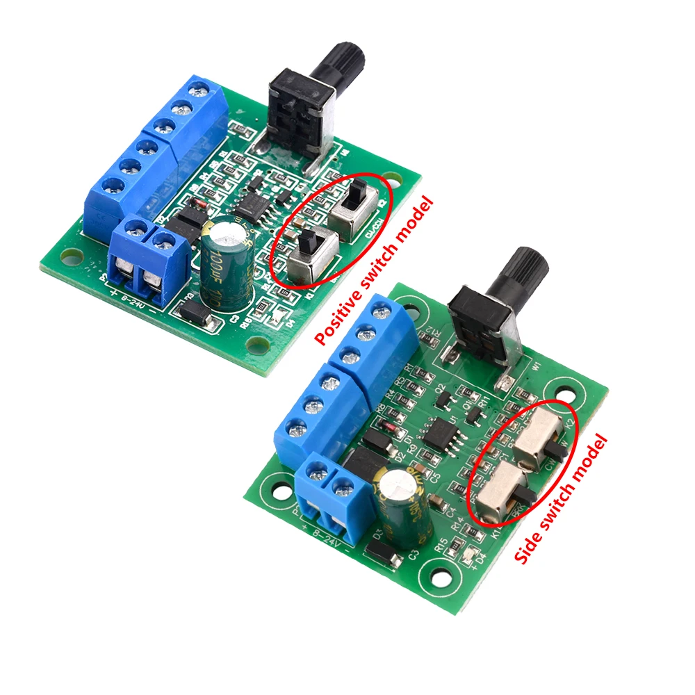 Controlador de velocidad del Motor de CC sin escobillas DC8-24V, placa de Control de velocidad PWM, Control hacia adelante y hacia atrás con interruptor frontal/lateral