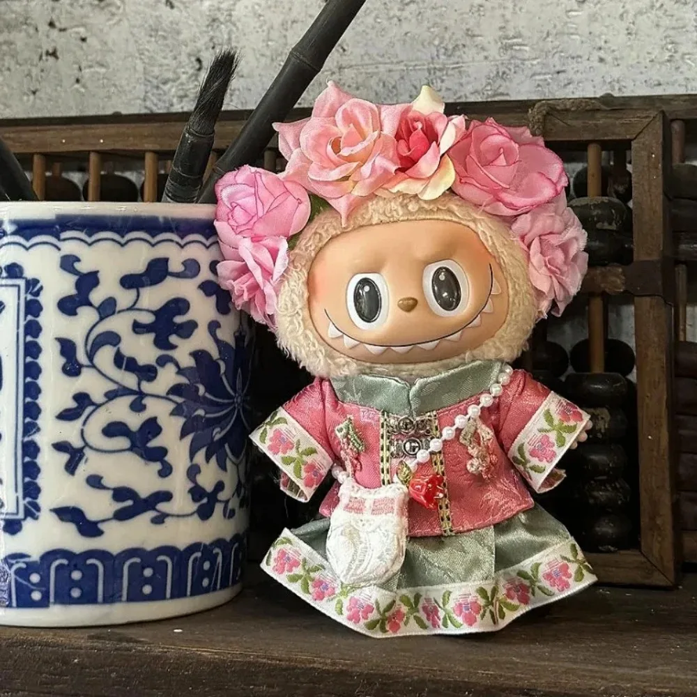 Labu-bu الملابس الصينية تشيباو دبوس الشعر زهرة فستان لابو-bu 3.0 الزي الصيف ملابس دمى الأميرة ل V1/V2/V3 Labu-bu