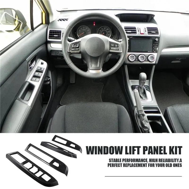 Professional Bright Carbon Fiber Window Lift Panel Switch Cover Trim For Subaru XV 2012-2014 LHD