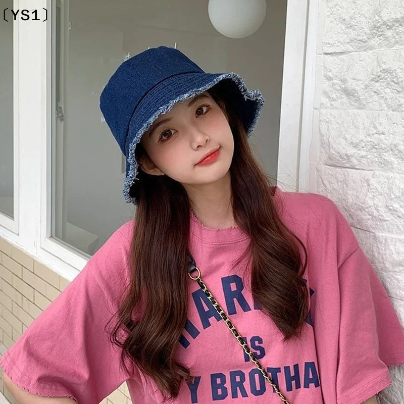 〔YS1〕Pot Hat Denim Hat Female Fisherman Hat Sun Hat Face Covering Versatile