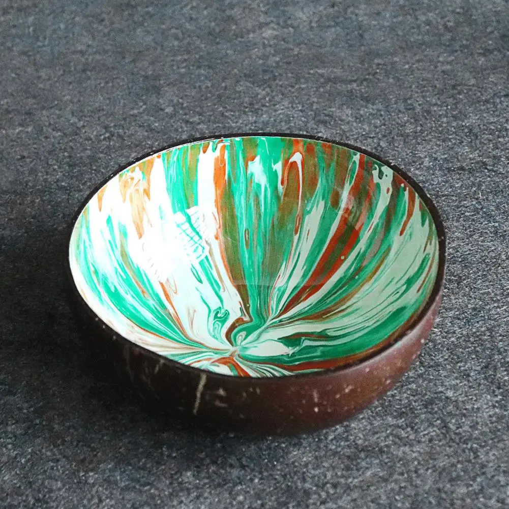 Colorful Drawing Coconut Bowl Organic Candy Bowls Compact Hand-Painted Coconut Shell Delicate Smooth Natural Bowls for Kids