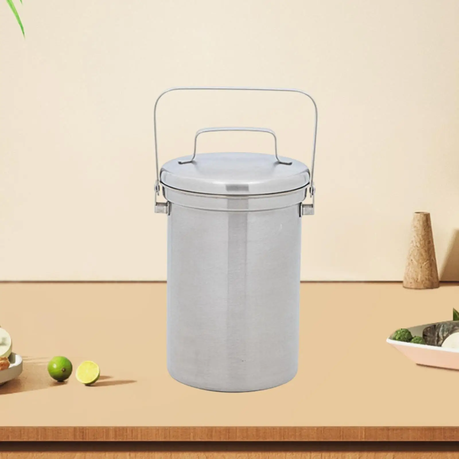 Small Trash Can Waste Bin Storage Bucket with Handle Container Wastebasket 3L