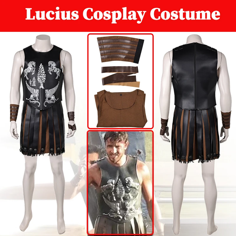 Movie Gladiator Lucius Cosplay Handguard Breastplate Girdle Costume Men Disguise Boys Outfits Halloween Male Suits Customized