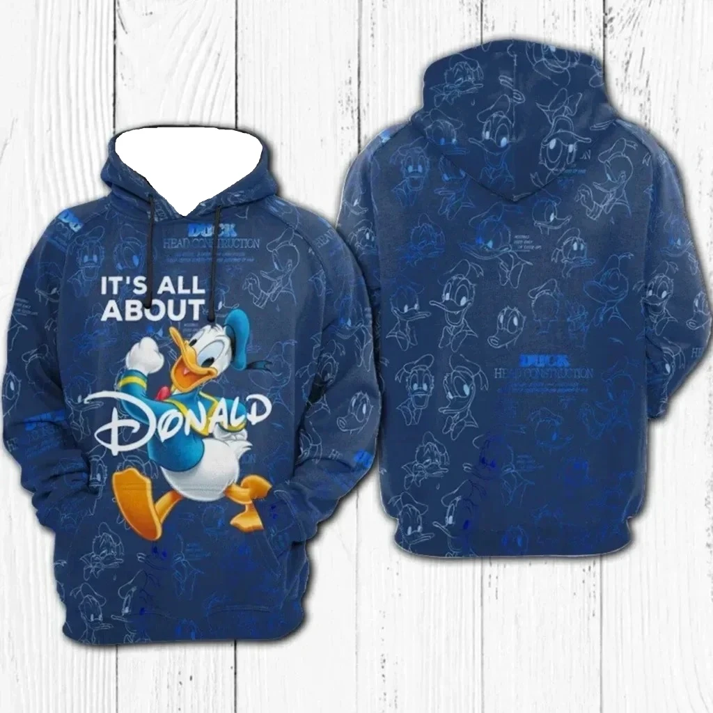 للجنسين مقنعين البلوز ديزني هوديي دونالد داك ثلاثية الأبعاد البلوزات الملونة الرجال حجم كبير موضة زوجين هوديي #2