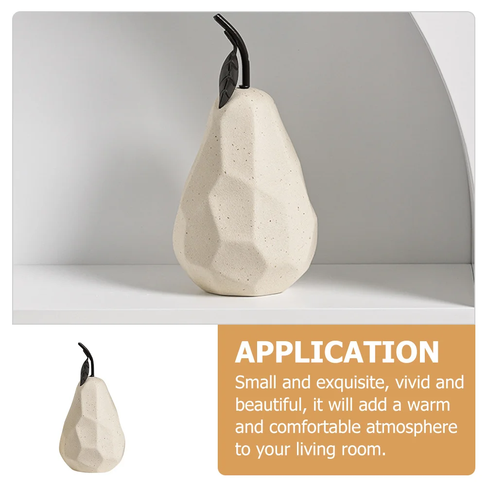 

1Pcs Geometric Pear Sculpture Ceramic Art Desktop Decoration Smooth Texture Charming Home Decor Ceramic Fruit Statue