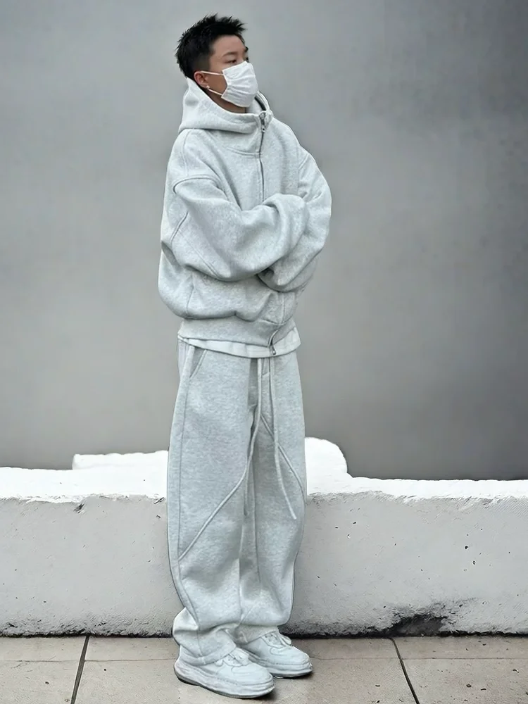 

Loose Fit Fce Lined Hoodie And Pants Men's Sportswear Set Extra Large Size Casual Autumn Winter ay High End Feel