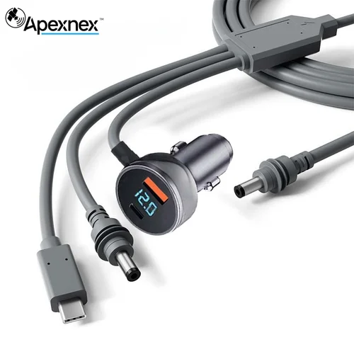 Imagen 2 del producto Para Starlink Mini Cable de extensión impermeable para cargador de coche 3 en 1, 18 AWG, USB C. Equipado con un voltímetro.