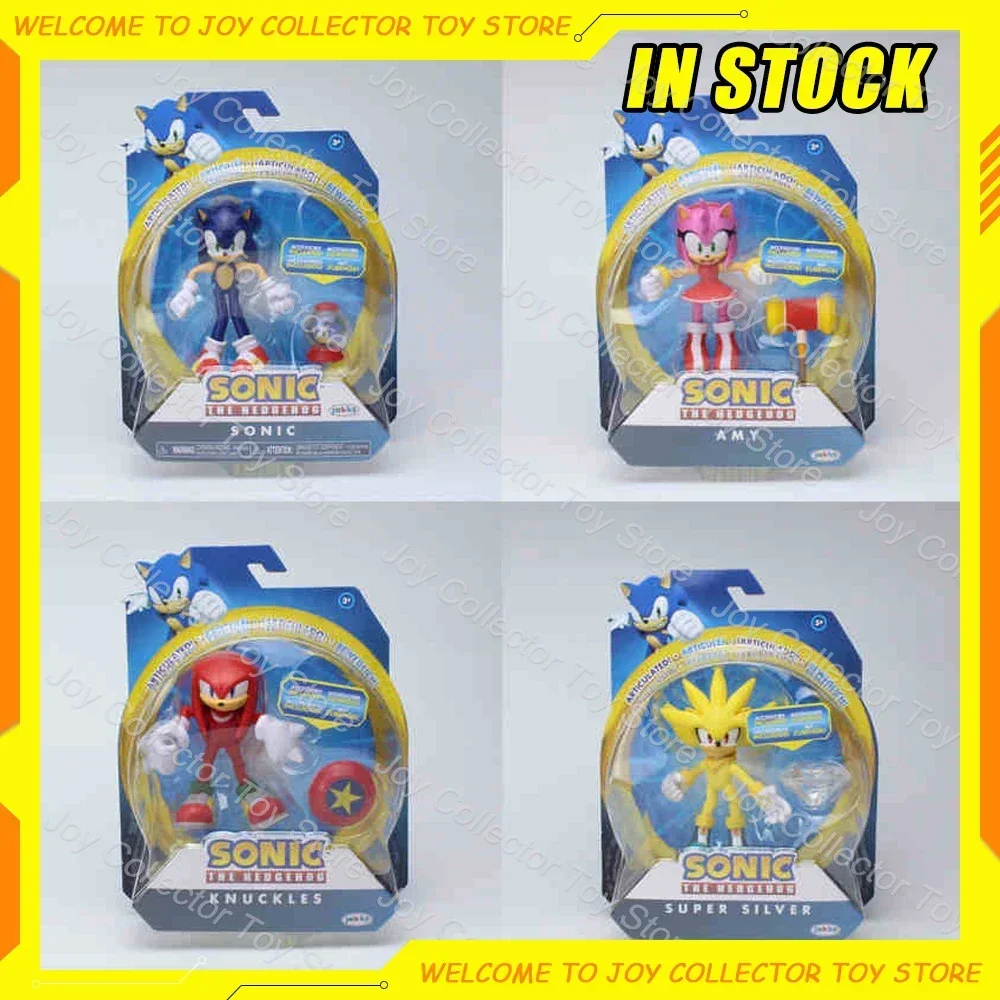 Original Sonic The Hedgehog Knuckles Super Silver Amy Classic Cartoon Action Figure with Accessory Model Ornament Children Toys