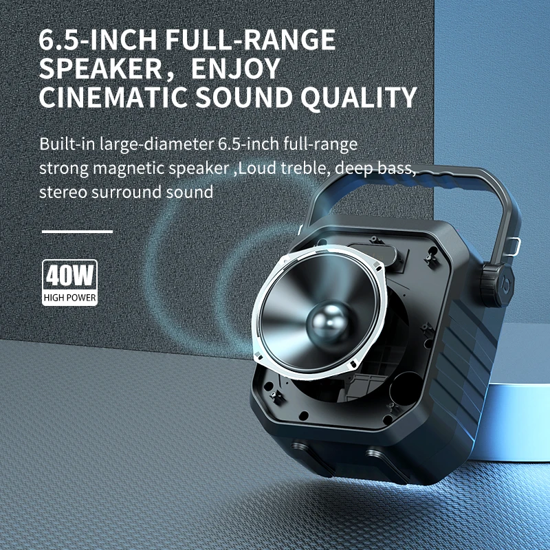 6.5 inch full range horn bluetooth portable speaker bass high quality party outdoor speaker with microphone