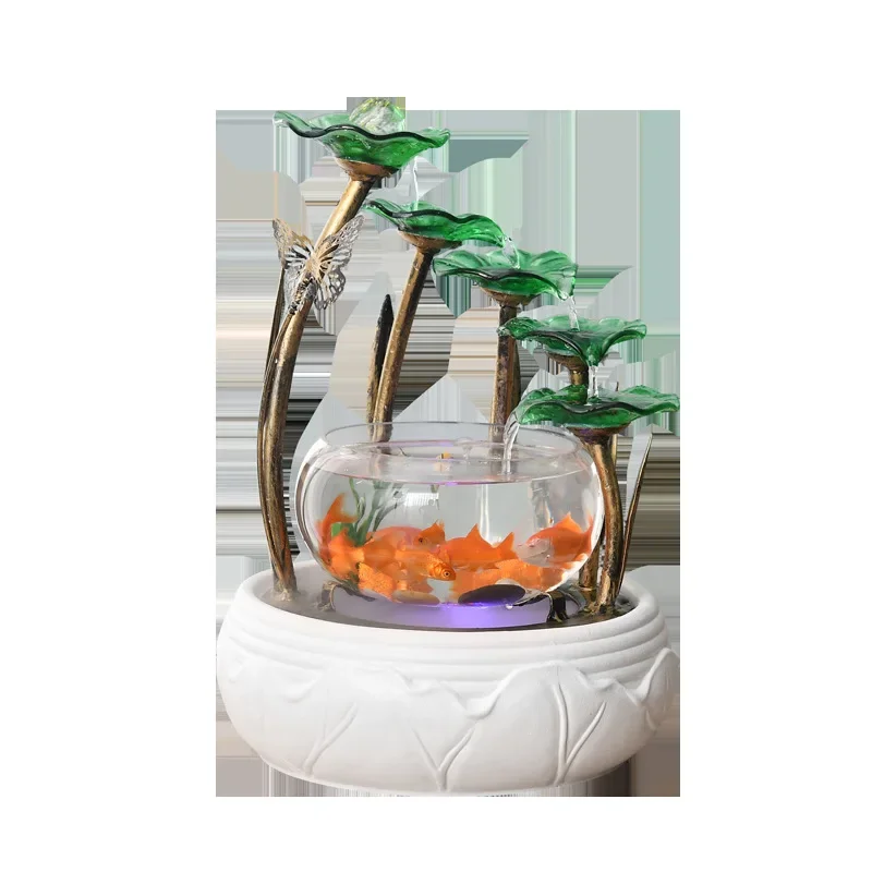 Home small living room fish tank flowing water TV cabinet ornament ceramic fountain