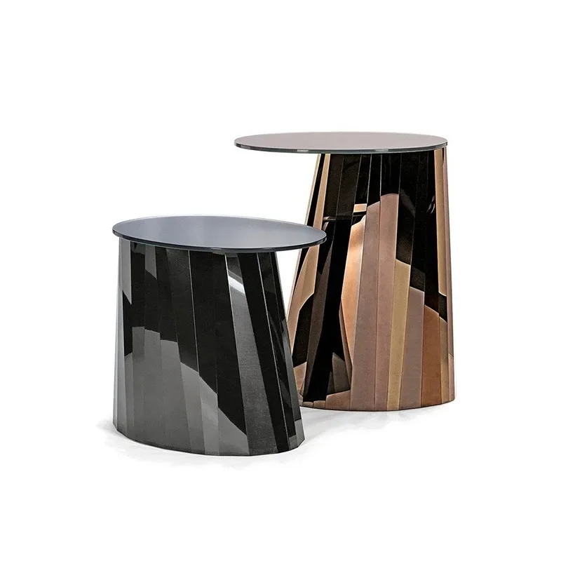 Refractive metal stainless steel geometric coffee table, side table 3