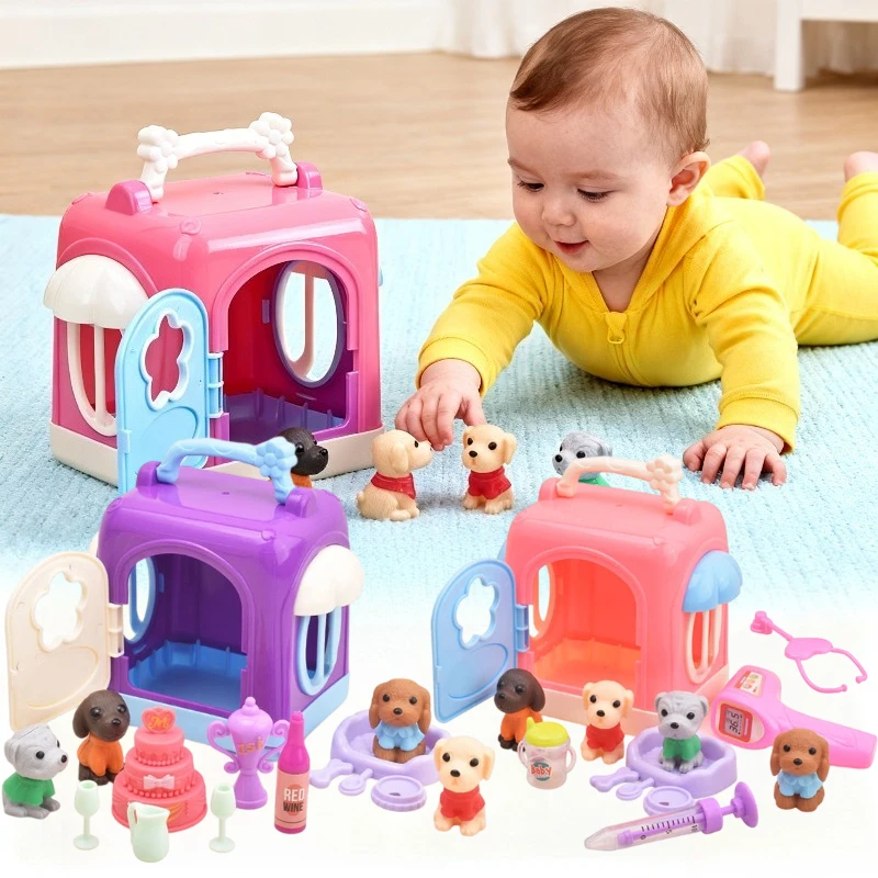 مجموعة ألعاب كلب لطيفة لعبة دمية كلب طفل لعبة مشهد لعبة ألغاز لعب تفاعلية بين الوالدين والطفل ألعاب تعليمية مبكرة هدايا للأطفال