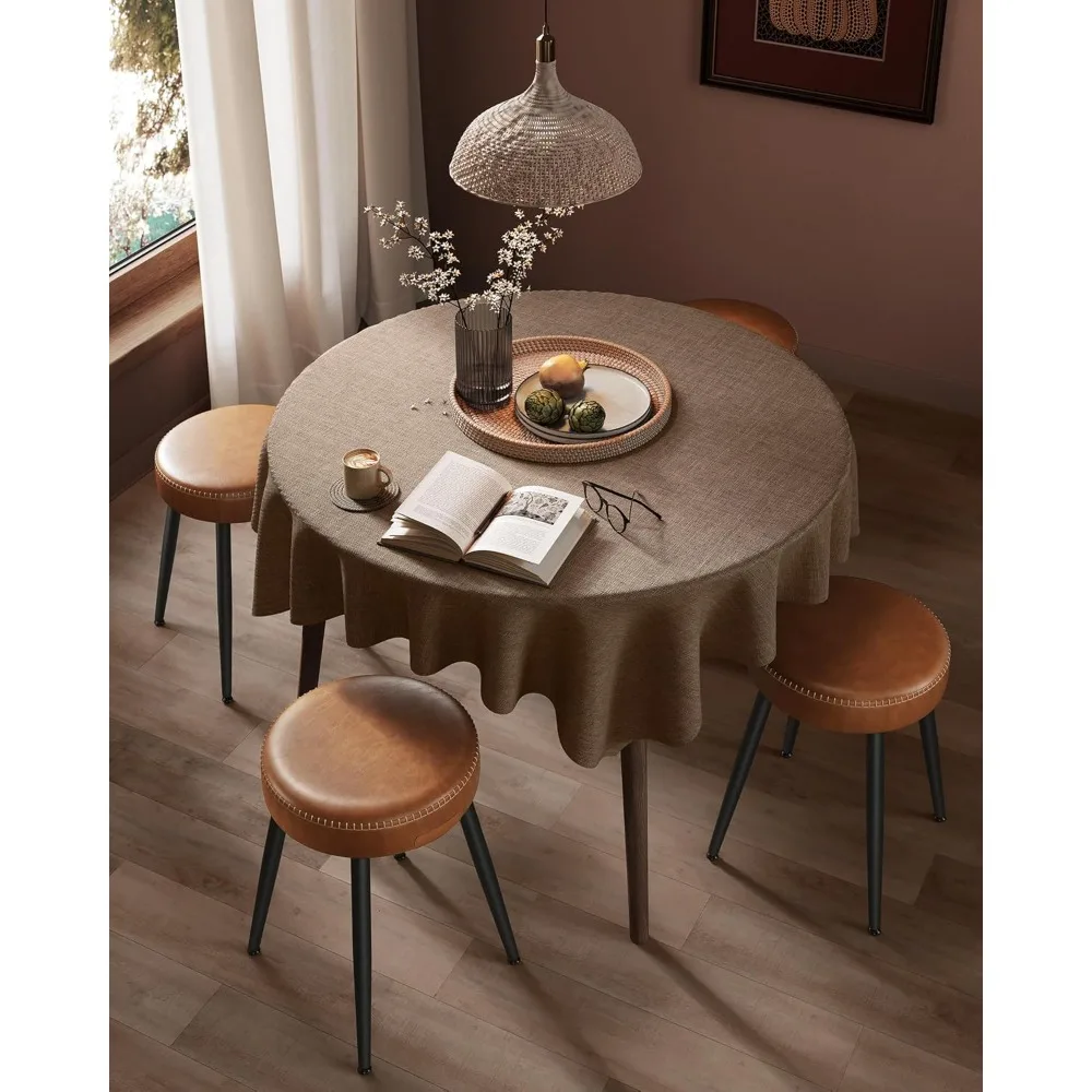 

4-piece Dining Chair and Stool Set, Upholstered Kitchen Chair, Dressing Stool, Synthetic Leather with Stitching