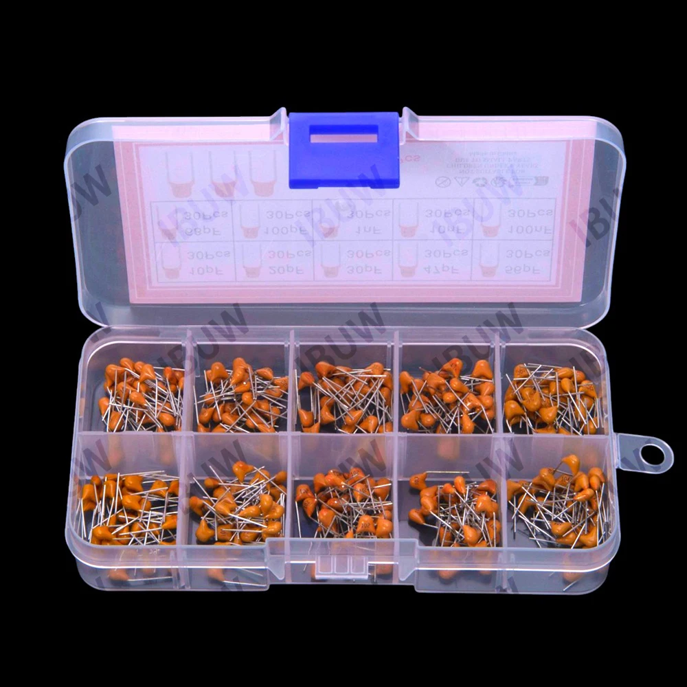 10Value 10PF-100NF 100PF 1NF 10NF 100NF Multilayer Ceramic Capacitor Assortment KIT Each 30PCS 10PF 20PF 0PF 47PF 56PF 68PF